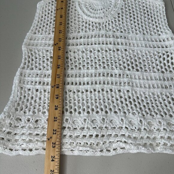 Express Open Knit Tank Top Size Small White Cotton Festival Beach Boho - Picture 7 of 8